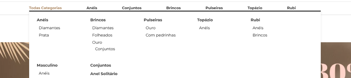 menu categorias visual