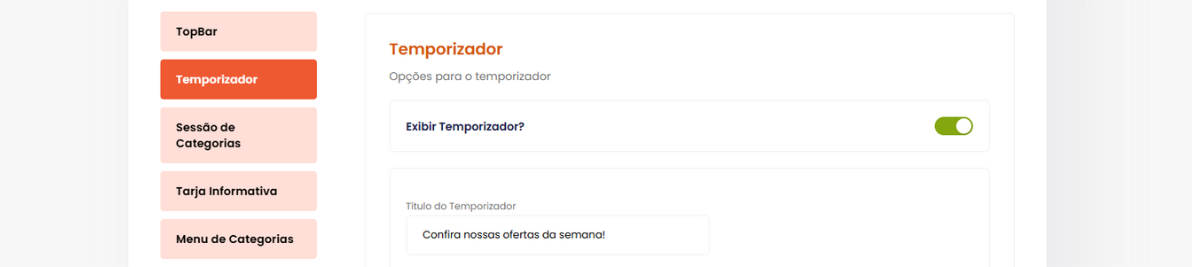 imagem das opções do temporizador